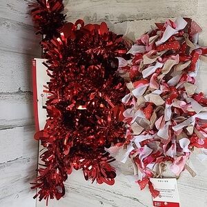 Celebrate It Valentine's day festive fabric garland 6 ft tinsel garland 9 ft NEW